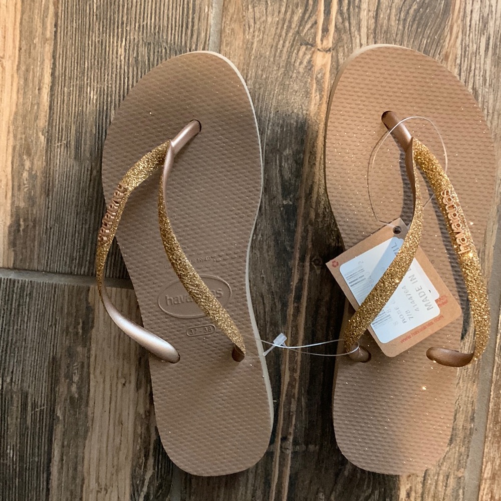 NWT Havaianas Slim Platform Sparkle Flipflop Size Size 7/8